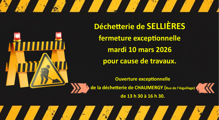 Déchetterie de Sellières fermée mardi 10 mars 2026 !